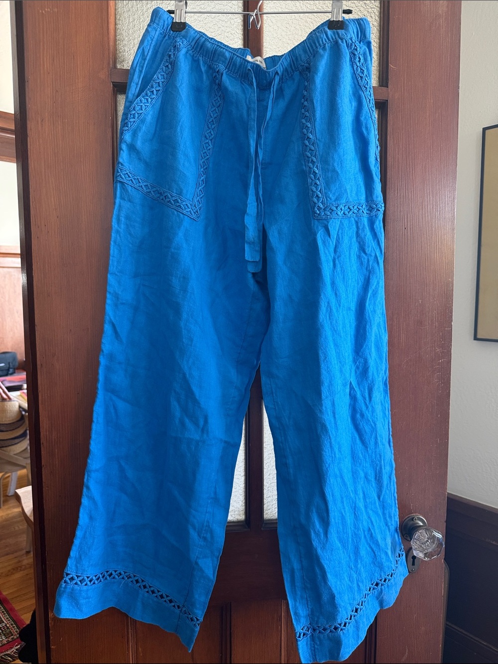 Joie Bright Blue Linen Drawstring Chinos